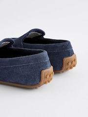 Navy Blue Wide Fit (G) Suede Slip-Ons Loafers Shoes - Image 3 of 7