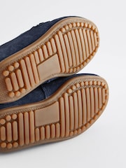 Navy Blue Wide Fit (G) Suede Slip-Ons Loafers Shoes - Image 4 of 7