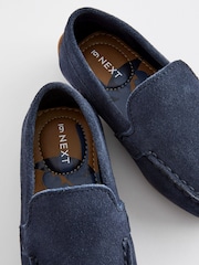 Navy Blue Wide Fit (G) Suede Slip-Ons Loafers Shoes - Image 5 of 7
