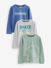 Baker by Ted Baker Multi Graphic Long Sleeve 100% Cotton T-Shirts 3 Pack - Bild 1 von 7