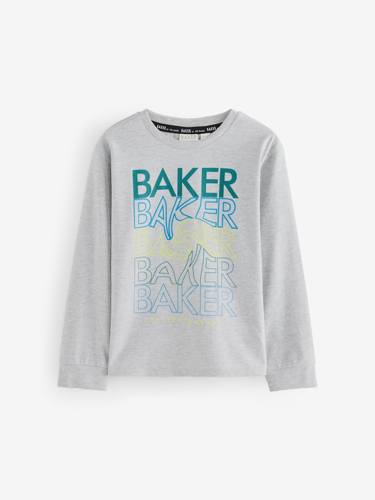 Baker by Ted Baker Multi Graphic Long Sleeve 100% Cotton T-Shirts 3 Pack - Image 4 of 7