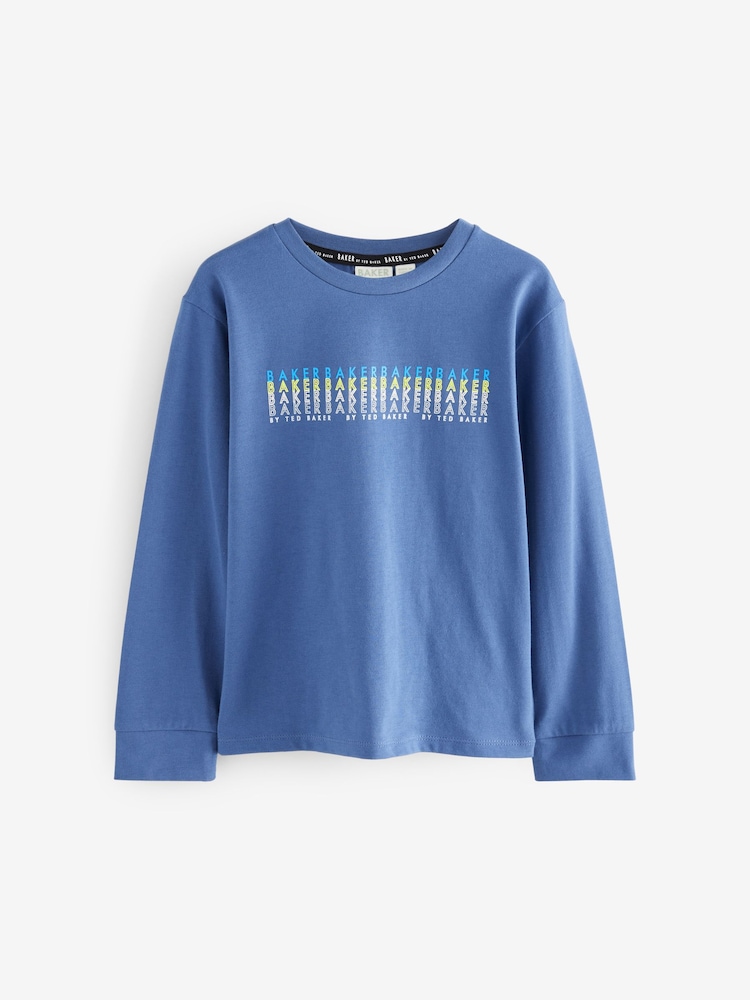Baker by Ted Baker Multi Graphic Long Sleeve 100% Cotton T-Shirts 3 Pack - Image 5 of 7
