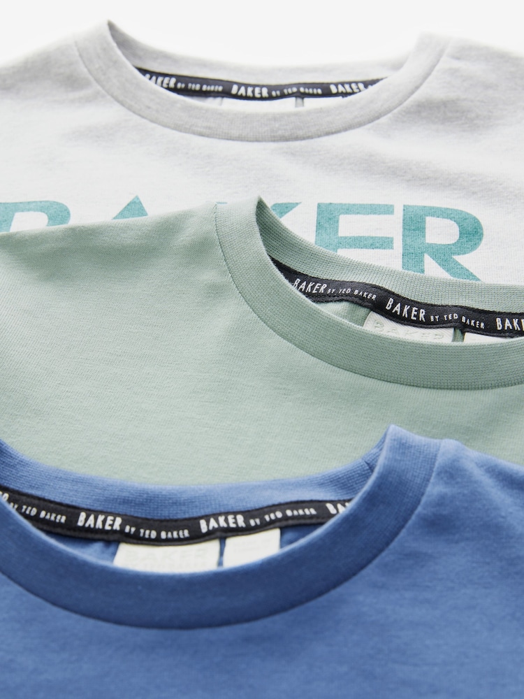 Baker by Ted Baker Multi Graphic Long Sleeve 100% Cotton T-Shirts 3 Pack - Image 6 of 7