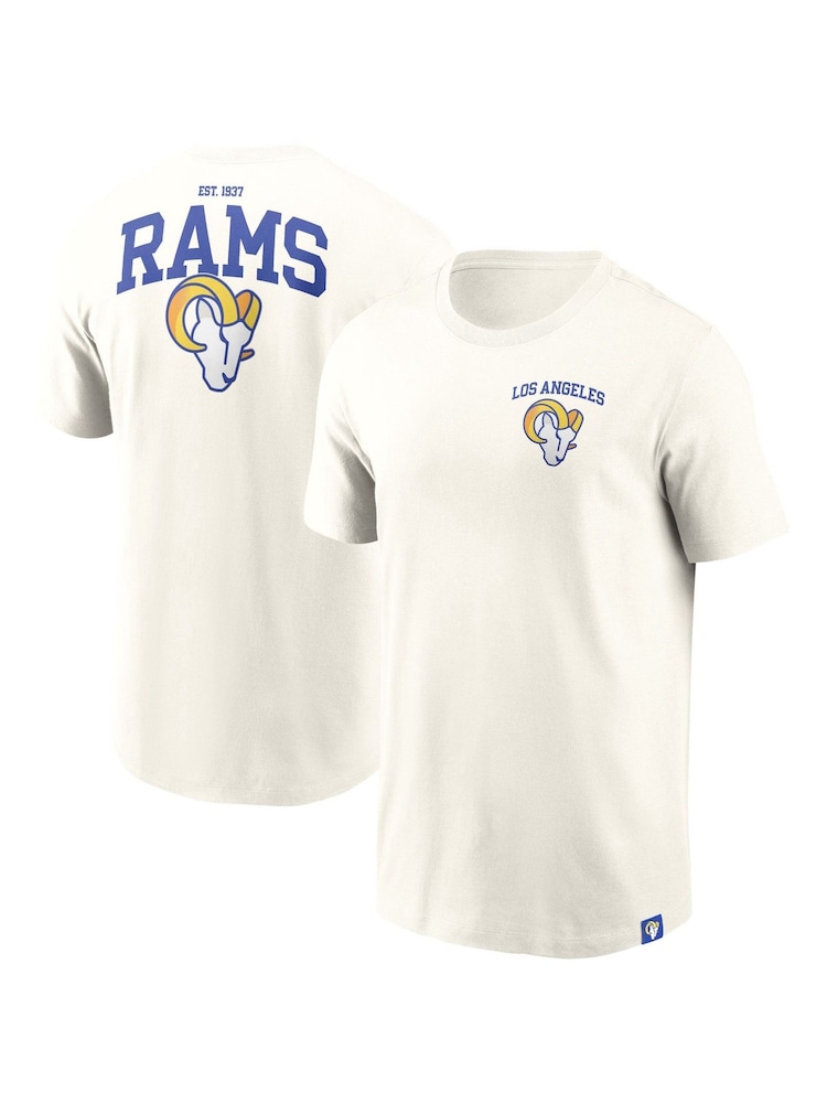 Fanatics Cream NFL Los Angeles Rams Short Sleeve Essential 100% Cotton T-Shirt - Image 1 of 3