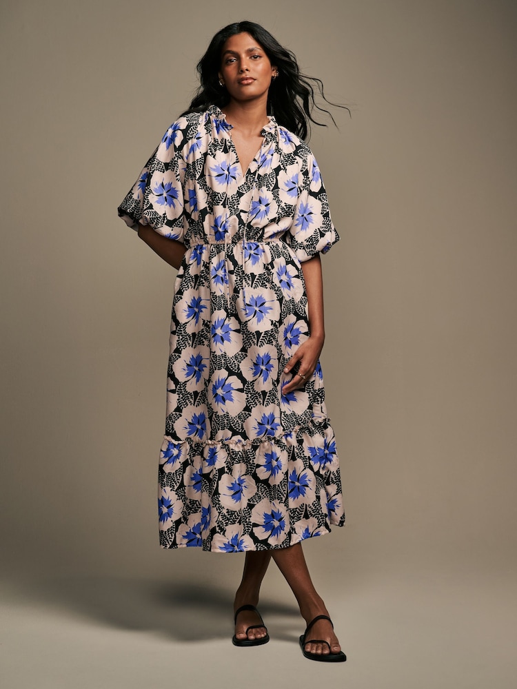 Laura Ashley Cream Kelby Floral Puff Sleeve Midaxi Dress - Image 1 of 8