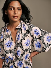 Laura Ashley Cream Kelby Floral Puff Sleeve Midaxi Dress - Image 5 of 8