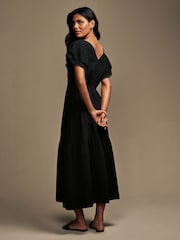 Черный - Платье Laura Ashley с оборками на рукавах, 100% хлопок, с кружевной отделкой - Image 3 of 5