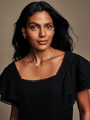 Черный - Платье Laura Ashley с оборками на рукавах, 100% хлопок, с кружевной отделкой - Image 5 of 5