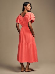Кораловий рожевий - Laura Ashley сукня Sleeve 100% Cotton with Lace Trims - Image 3 of 10