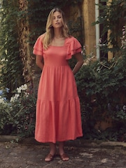 Кораловий рожевий - Laura Ashley сукня Sleeve 100% Cotton with Lace Trims - Image 6 of 10