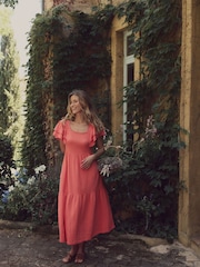 Кораловий рожевий - Laura Ashley сукня Sleeve 100% Cotton with Lace Trims - Image 7 of 10
