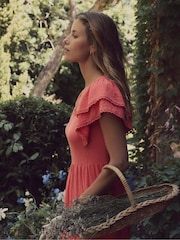 Кораловий рожевий - Laura Ashley сукня Sleeve 100% Cotton with Lace Trims - Image 9 of 10