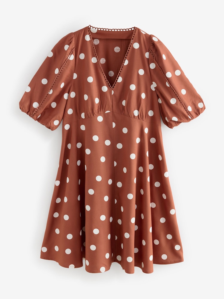 Laura Ashley mini-robe bordée de dentelle à manches bulles - Image 6 of 8