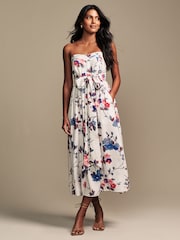 Laura Ashley Ivory Priory Floral Strapless Tie Detail Midaxi Dress - Image 2 of 9
