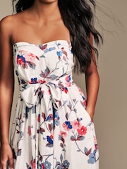 Laura Ashley Ivory Priory Floral Strapless Tie Detail Midaxi Dress - Image 6 of 9