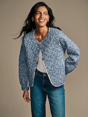 Laura Ashley Blue 100% Cotton Paxton Floral Ditsy Quilted Button Down Jacket - Image 1 of 4