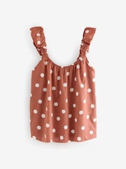Laura Ashley Rust Brown Saxby Spot Cotton Bubble Strap 100% Cotton Top - Image 6 of 8