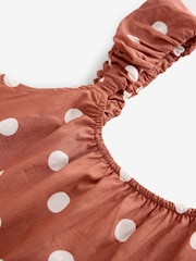 Laura Ashley Rust Brown Saxby Spot Cotton Bubble Strap 100% Cotton Top - Image 7 of 8