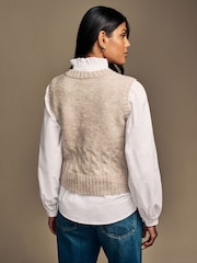 Laura Ashley Mole Knitted Cable Tank Shirt Layer Top - Image 2 of 6