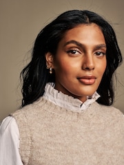 Laura Ashley Mole Knitted Cable Tank Shirt Layer Top - Image 5 of 6