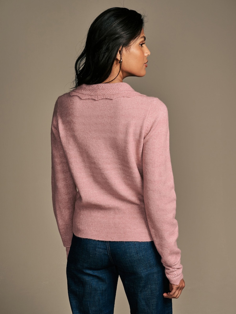 Laura Ashley Strickjacke mit Pointelle-Kragen und Knopfleiste - Image 2 of 6