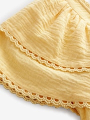 Laura Ashley Buttermilk Yellow Ruffle Sleeve 100% Cotton Top with Lace Trims - Image 12 of 13