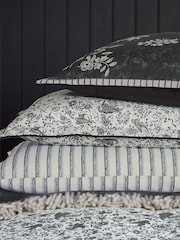 Burleigh X Bedeck Of Belfast Charcoal/White Regal Peacock 100% Cotton Standard Pillowcase Pair - Image 1 of 5