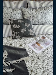 Burleigh X Bedeck Of Belfast Charcoal/White Regal Peacock 100% Cotton Standard Pillowcase Pair - Image 3 of 5