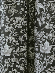 Burleigh X Bedeck Of Belfast Charcoal/White Regal Peacock 100% Cotton Blackout Pencil Pleat Curtains - Image 3 of 3