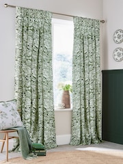 Burleigh X Bedeck Of Belfast Hibiscus 100% katoenen verduisterende gordijnen met plooiband - Image 1 of 3