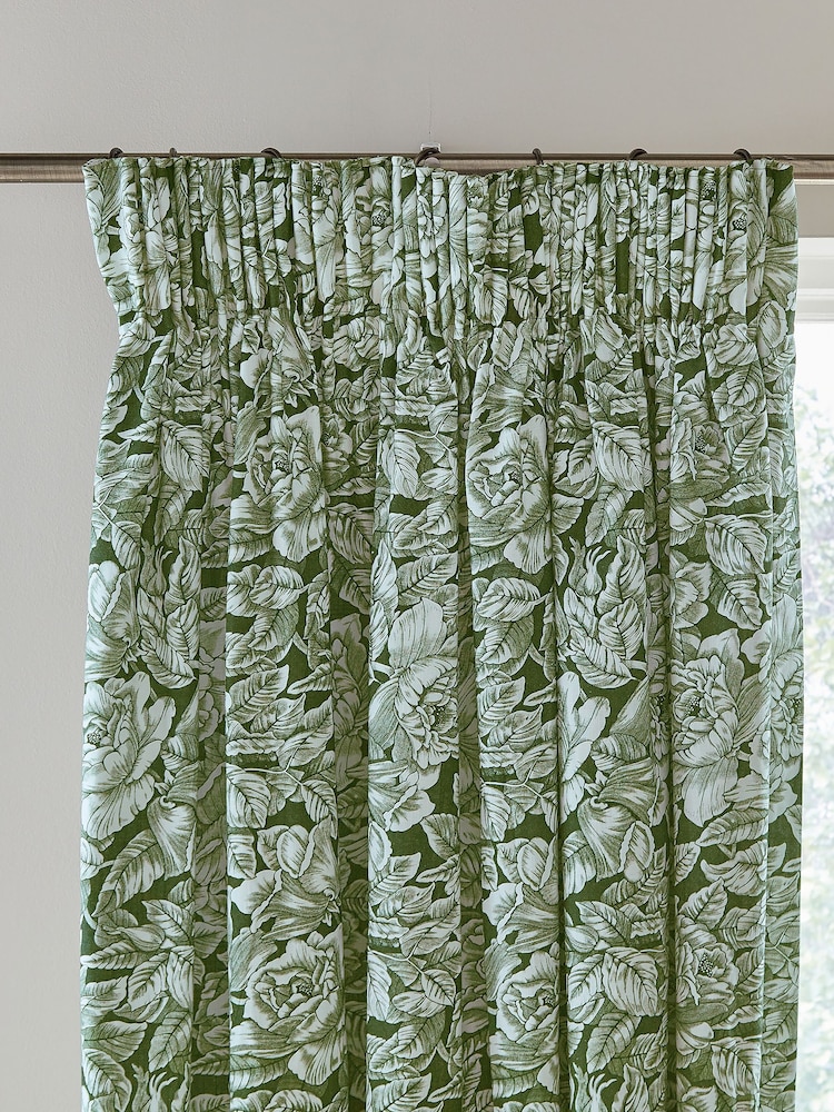 Burleigh X Bedeck Of Belfast Hibiscus 100% katoenen verduisterende gordijnen met plooiband - Image 2 of 3