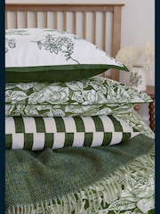 Burleigh X Bedeck Of Belfast Green Hibiscus 100% Cotton Standard Pillowcase Pair - Image 1 of 5