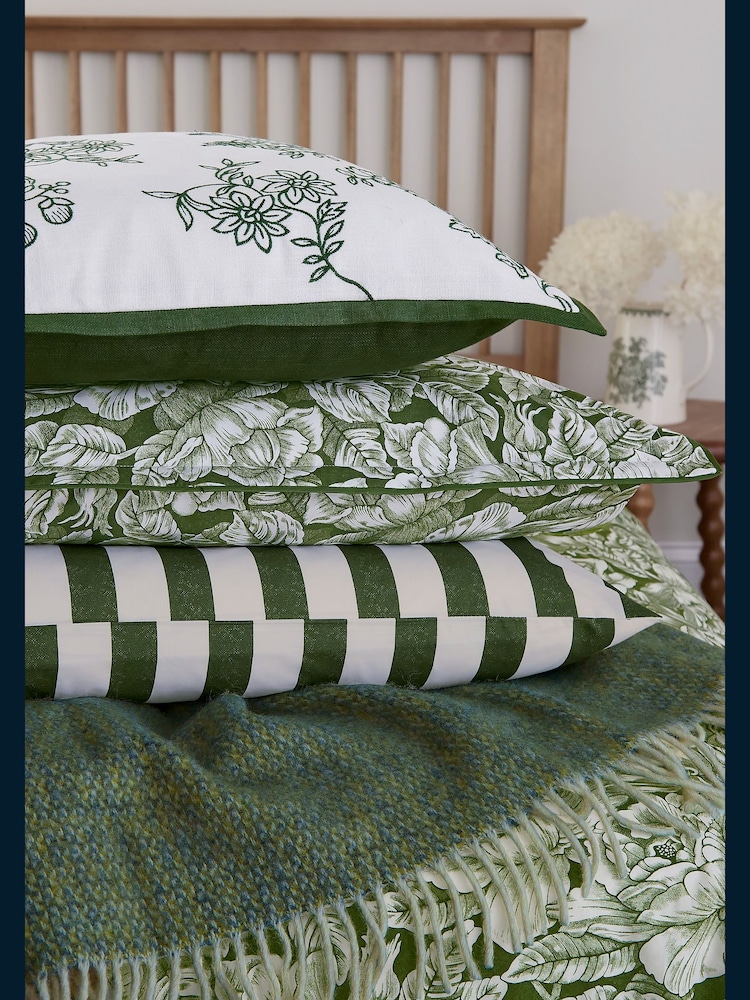 Burleigh X Bedeck Of Belfast Green Hibiscus 100% Cotton Standard Pillowcase Pair - Image 1 of 5