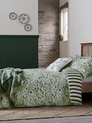 Burleigh X Bedeck Of Belfast Green Hibiscus 100% Cotton Standard Pillowcase Pair - Image 4 of 5