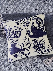 Burleigh X Bedeck Of Belfast Blue Calico 100% Cotton Cushion - Image 1 of 5