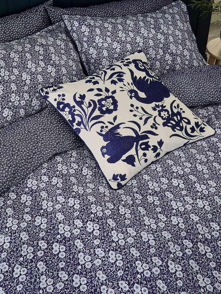 Burleigh X Bedeck Of Belfast Blue Calico 100% Cotton Cushion - Image 2 of 5