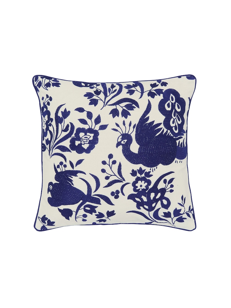 Burleigh X Bedeck Of Belfast Blue Calico 100% Cotton Cushion - Image 5 of 5