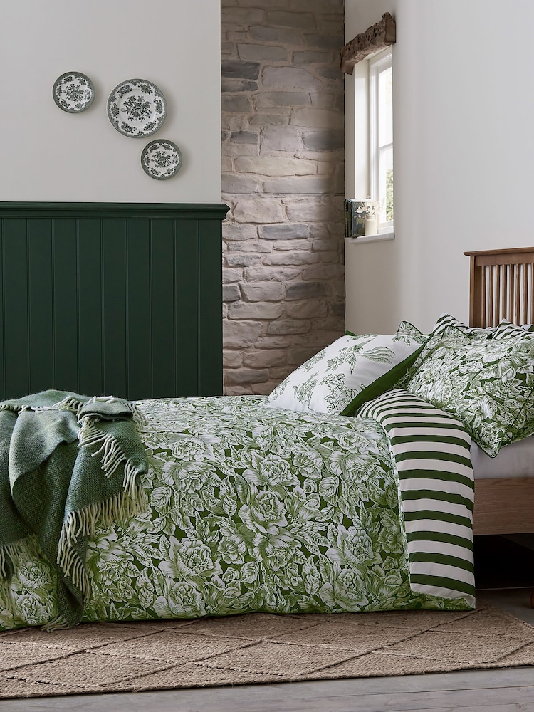 Burleigh X Bedeck Of Belfast Hibiscus 100% Cotton Duvet Cover and Pillowcase Set - Imagen 1 de 5