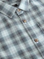 Monochrome Short Sleeves Boxy Fit Check 100% Cotton Shirt (3mths-7yrs) - Image 7 of 8
