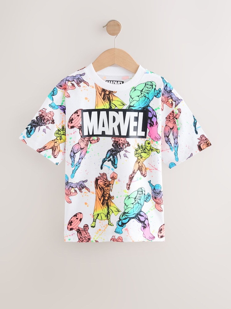 Fluro branco - Camiseta de manga curta 100% algodão Marvel Avengers License (3a16anos) - Imagem 1 de 4