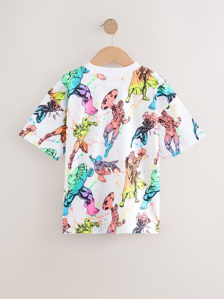 Fluro branco - Camiseta de manga curta 100% algodão Marvel Avengers License (3a16anos) - Imagem 2 de 4