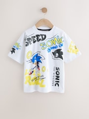 أبيض - تيشِرت مزيّن بطبعة شخصية Sonic المرخصة (3 16 سنة) - صورة 1 من 1