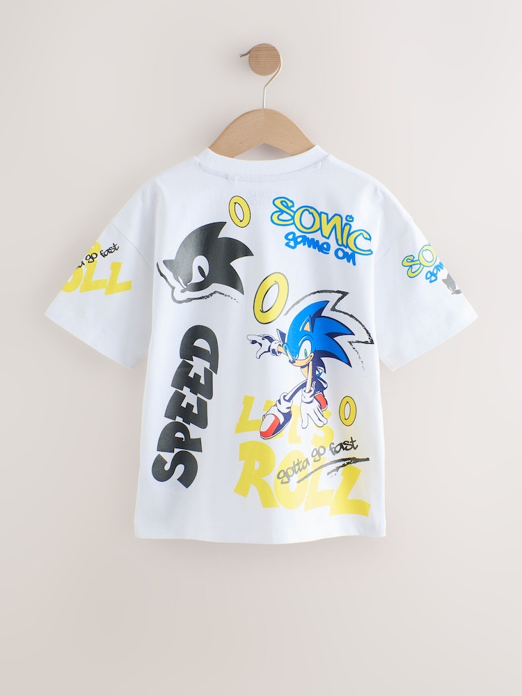 Белый - Футболка с лицензированным принтом Sonic (3-16лет) - Image 2 of 4