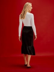 Finery Black Joline Velvet Tiered Midi Skirt - Image 5 of 5