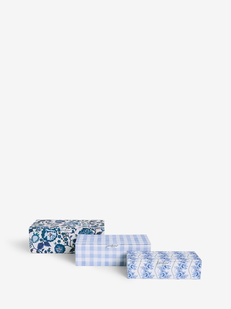 Cath Kidston Set of 3 Blue/White Floral Storage Boxes - Image 6 of 7