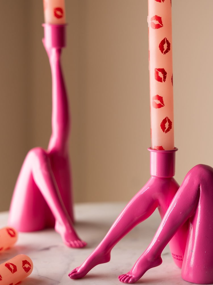 Rockett St George Set of 4 Bright Pink/Red Lips Dinner Candles - Image 2 of 3 Rockett St George Set of 4 Bright Pink/Red Lips Dinner Candles - Image 2 of 3