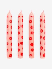 Rockett St George Set of 4 Bright Pink/Red Lips Dinner Candles - Image 3 of 3