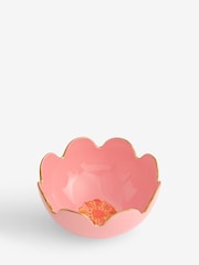 Lucy Tiffney Pink Flower Large Scalloped Salad Bowl - Image 4 of 4