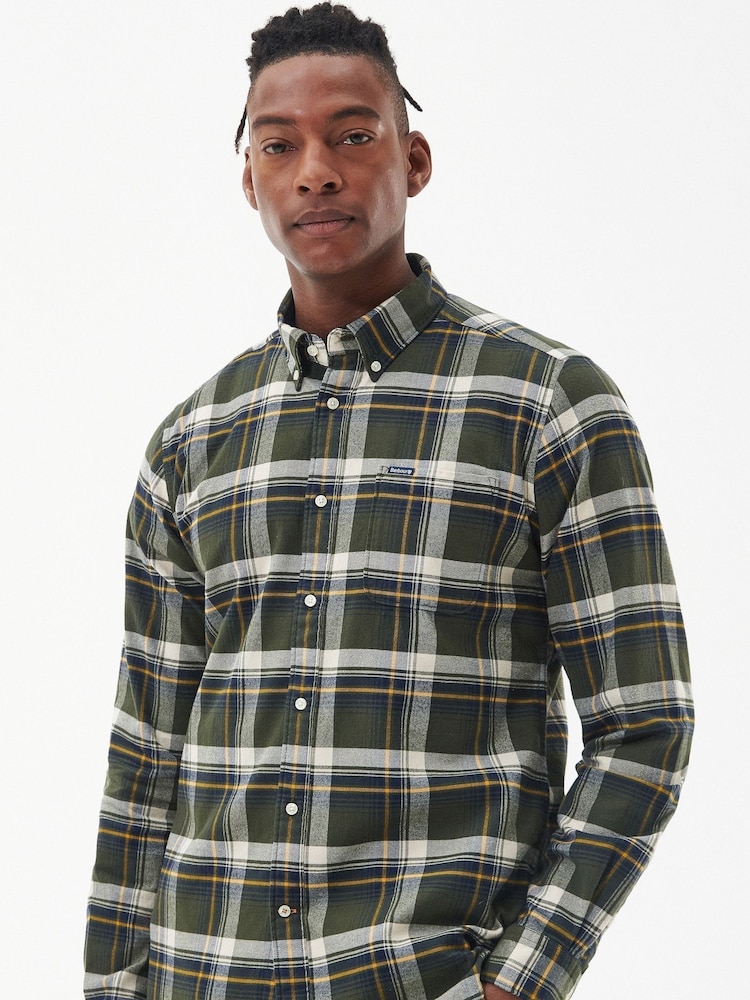 Barbour® Green Shieldton Tailored 100% Cotton Checked Shirt - Image 1 of 7