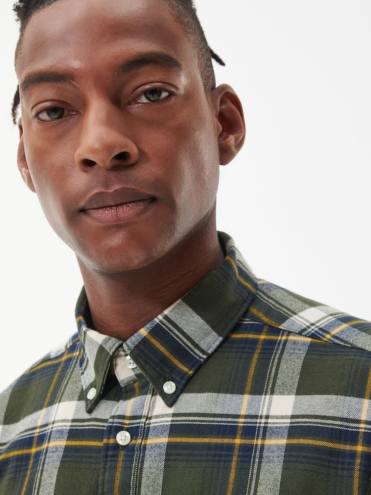 Barbour® Green Shieldton Tailored 100% Cotton Checked Shirt - Image 2 of 7